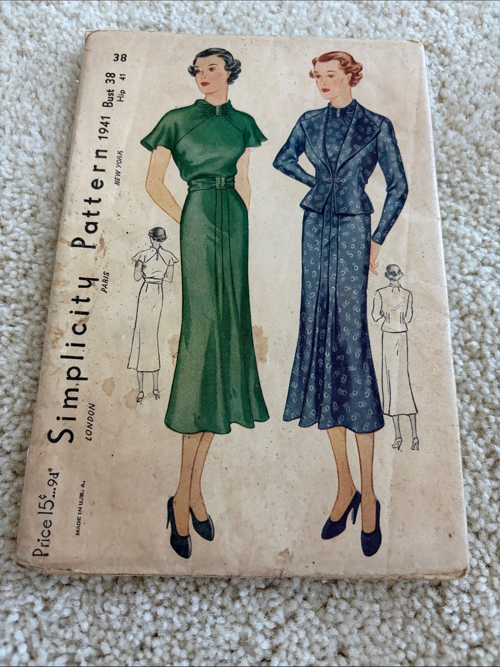 Simplicity vintage Midi Skirt & Jacket Sewing Pattern, 38- inch bust